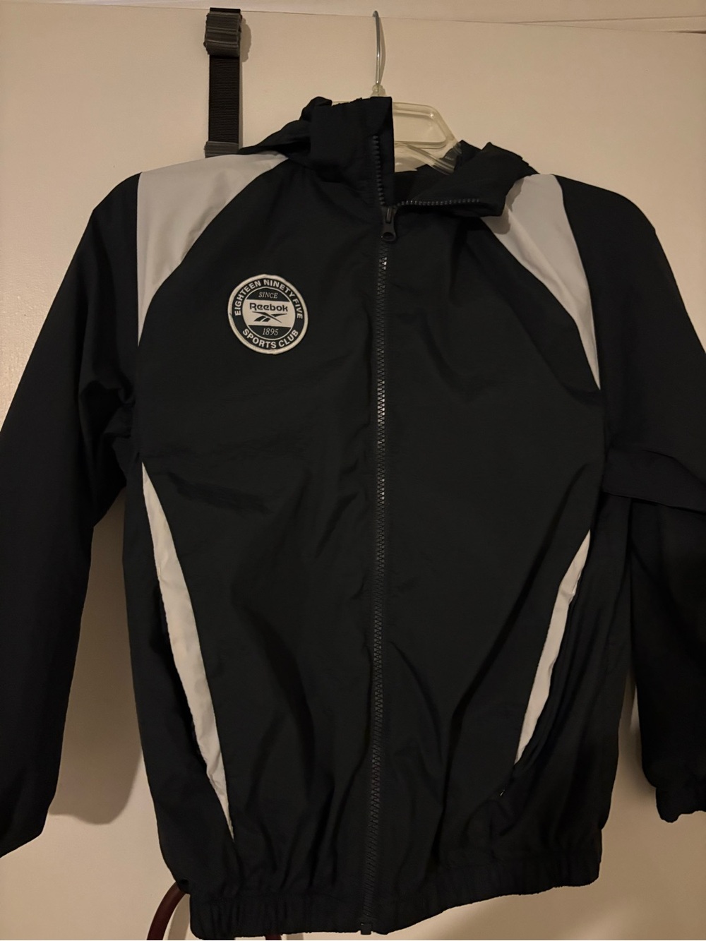 Boys Reebok Black and White Hooded Windbreaker